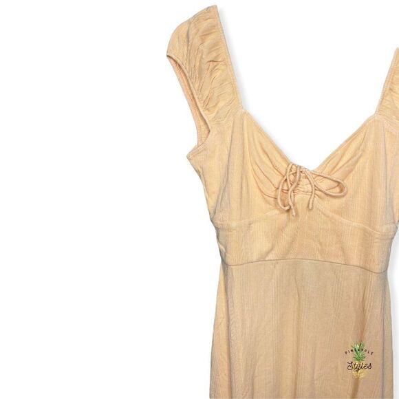 L*SPACE Sirena Skater Mini Ribbed Dress in Cantaloupe - Picture 2 of 8